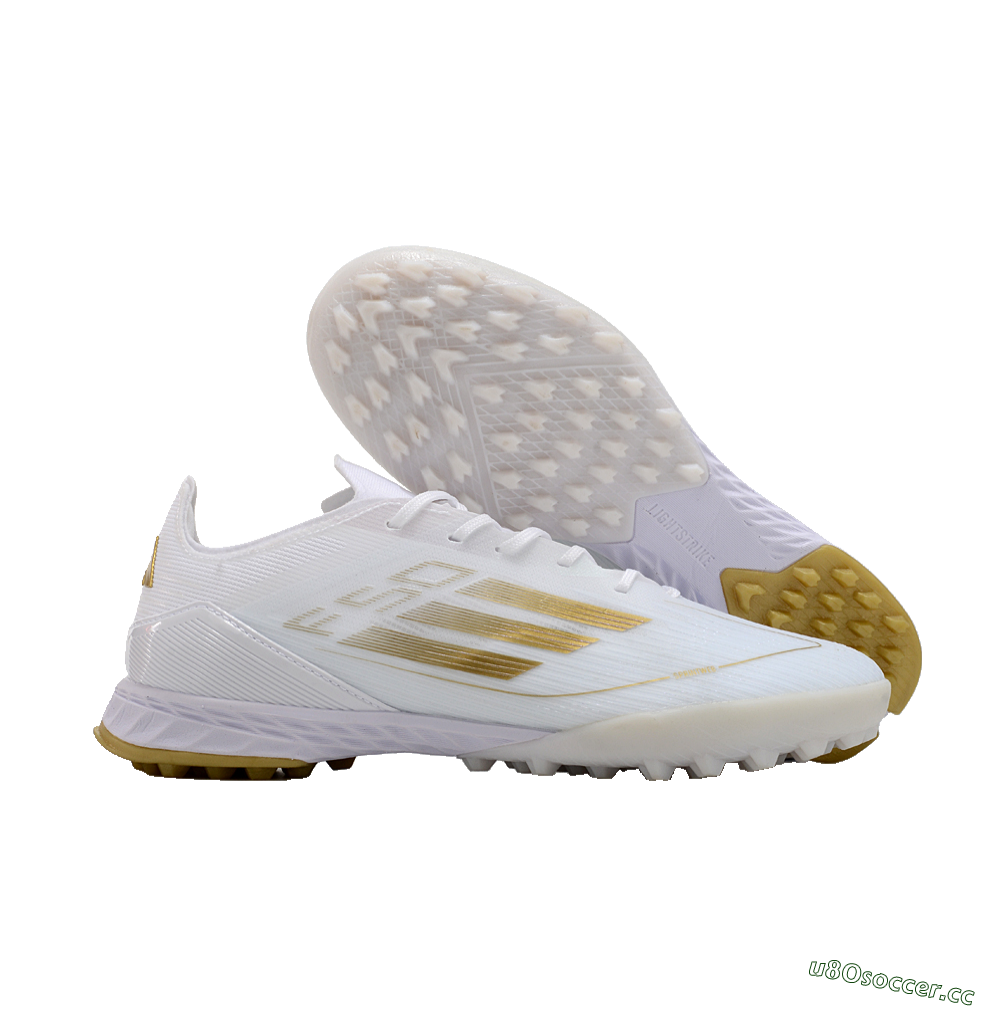 Men's Adidas F50 Elite TF Artificial Turf Low-Tops Football Shoes - White/Gold 2
