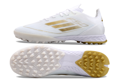 Men's Adidas F50 Elite TF Artificial Turf Low-Tops Football Shoes - White/Gold