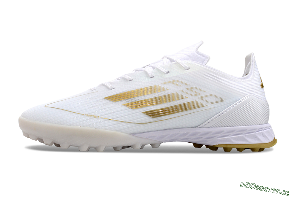 Men's Adidas F50 Elite TF Artificial Turf Low-Tops Football Shoes - White/Gold 0