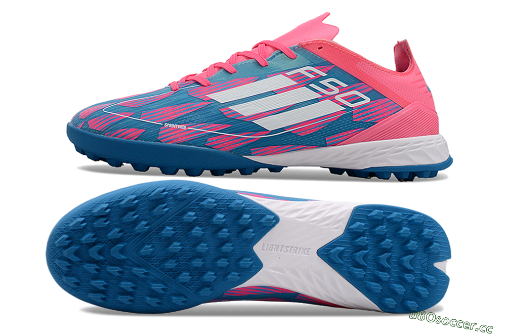 Men's Adidas F50 Elite TF Artificial Turf Low-Tops Football Shoes - Blue/Pink/White 1
