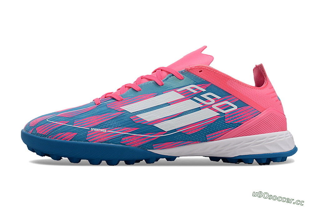 Men's Adidas F50 Elite TF Artificial Turf Low-Tops Football Shoes - Blue/Pink/White 0