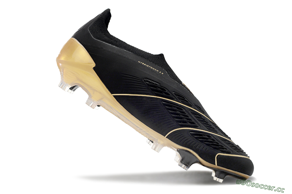 Men's Adidas Predator Accuracy+ Laceless FG Firm Ground Low-Tops Football Boots - Black/Gold 4