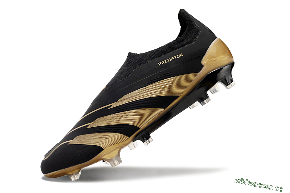 Men's Adidas Predator Accuracy+ Laceless FG Firm Ground Low-Tops Football Boots - Black/Gold 5