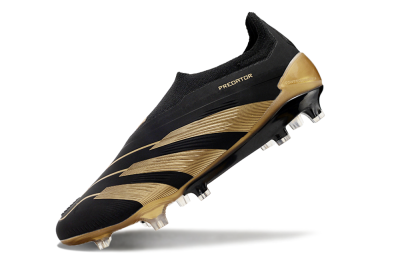 Men's Adidas Predator Accuracy+ Laceless FG Firm Ground Low-Tops Football Boots - Black/Gold