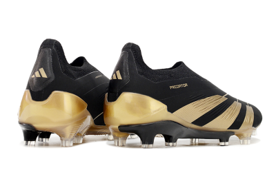 Men's Adidas Predator Accuracy+ Laceless FG Firm Ground Low-Tops Football Boots - Black/Gold