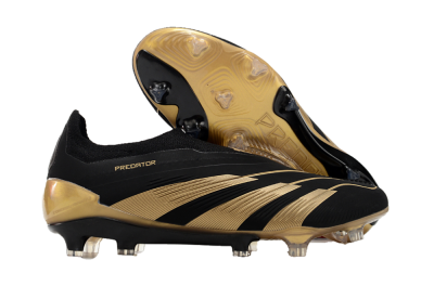 Men's Adidas Predator Accuracy+ Laceless FG Firm Ground Low-Tops Football Boots - Black/Gold