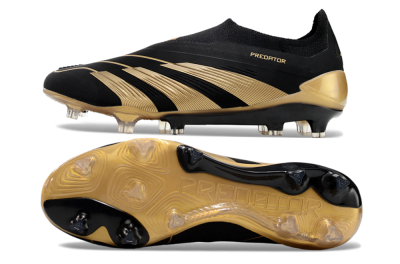 Men's Adidas Predator Accuracy+ Laceless FG Firm Ground Low-Tops Football Boots - Black/Gold