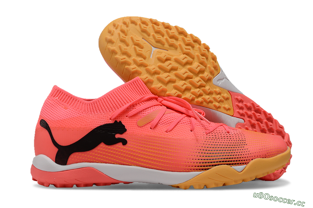 Men's Puma Future 7 Ultimate TF Artificial Turf Low-Tops Football Shoes - Pink/Black/White 2
