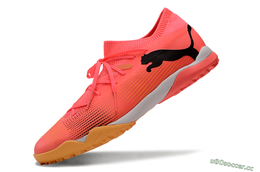 Men's Puma Future 7 Ultimate TF Artificial Turf Low-Tops Football Shoes - Pink/Black/White 5