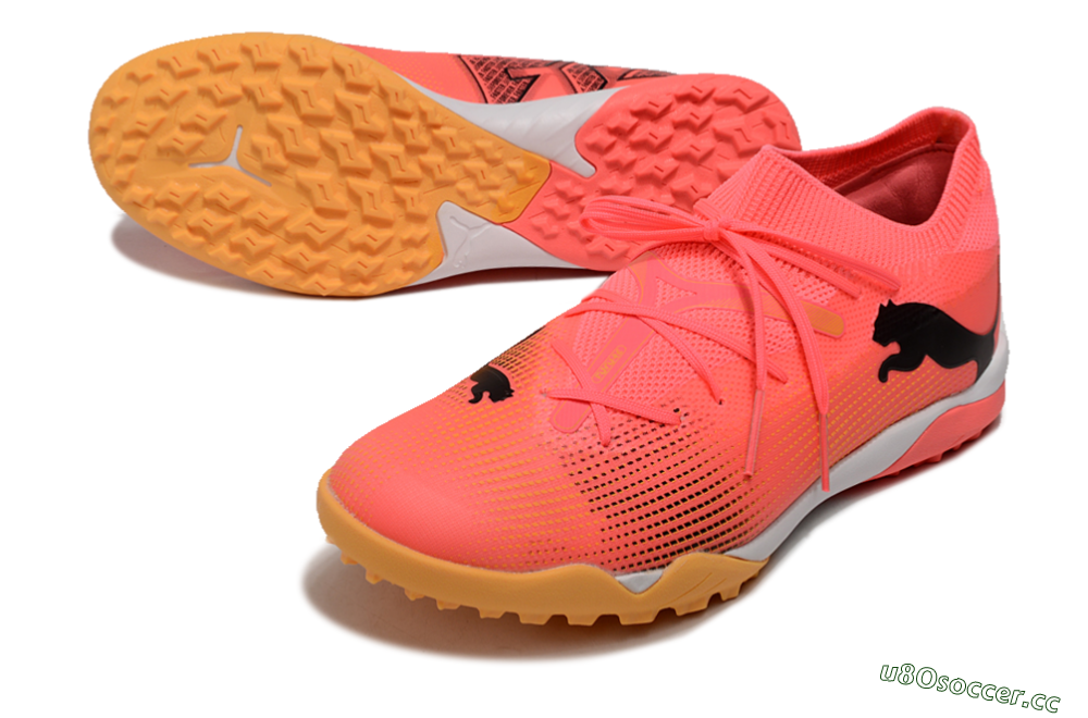 Men's Puma Future 7 Ultimate TF Artificial Turf Low-Tops Football Shoes - Pink/Black/White 3