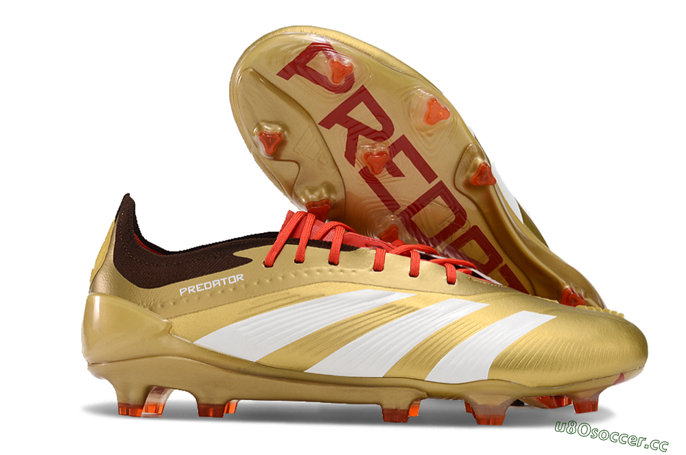 Men's Adidas Predator 24 Elite FG Firm Ground Low-Tops Football Boots - Gold/White/Brown 2
