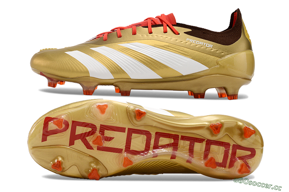 Men's Adidas Predator 24 Elite FG Firm Ground Low-Tops Football Boots - Gold/White/Brown 1