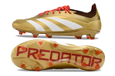 Men's Adidas Predator 24 Elite FG Firm Ground Low-Tops Football Boots - Gold/White/Brown