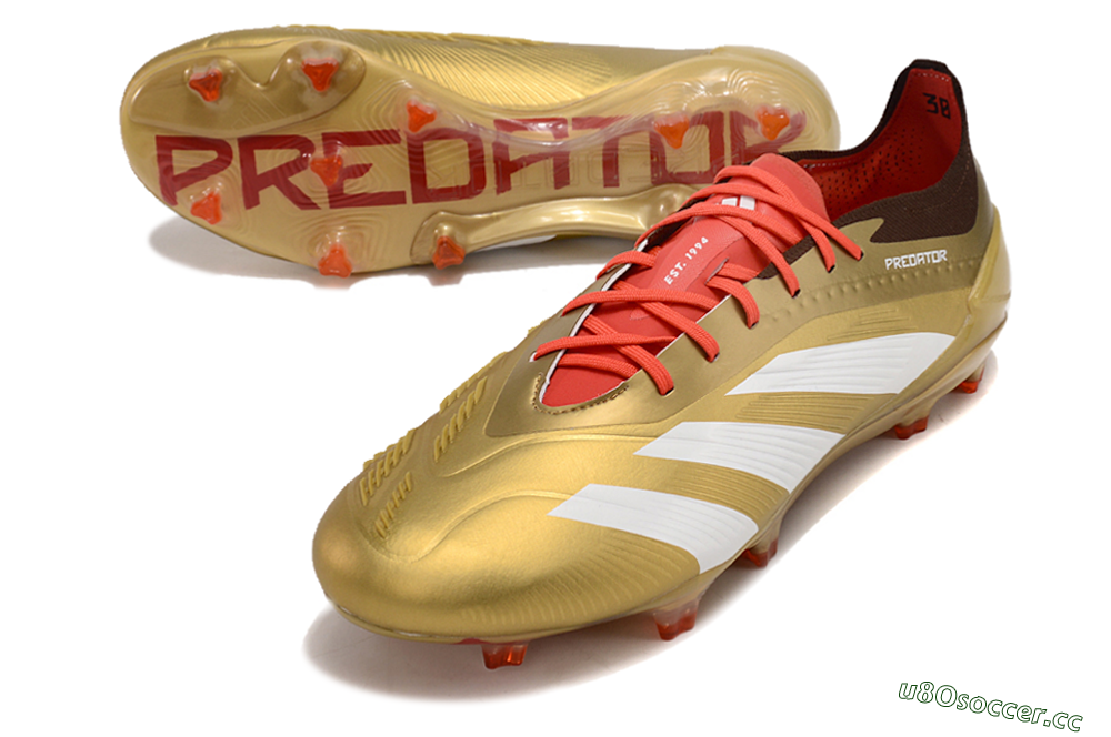 Men's Adidas Predator 24 Elite FG Firm Ground Low-Tops Football Boots - Gold/White/Brown 3