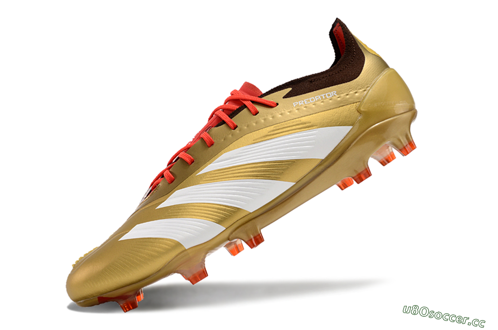 Men's Adidas Predator 24 Elite FG Firm Ground Low-Tops Football Boots - Gold/White/Brown 5