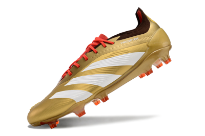 Men's Adidas Predator 24 Elite FG Firm Ground Low-Tops Football Boots - Gold/White/Brown