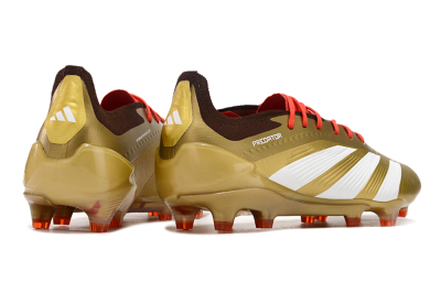 Men's Adidas Predator 24 Elite FG Firm Ground Low-Tops Football Boots - Gold/White/Brown