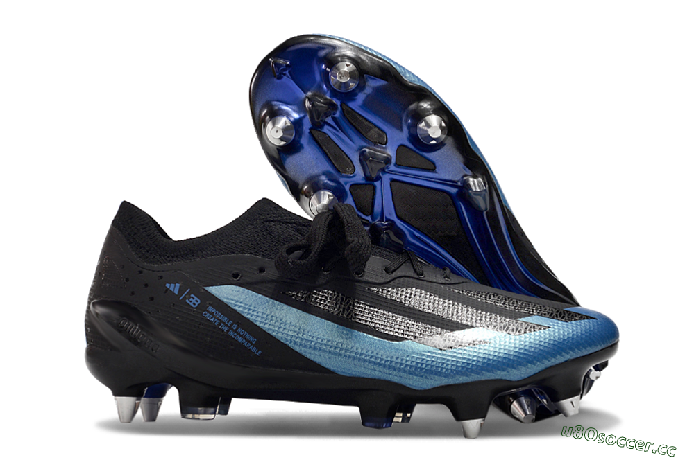 Men's Adidas X Bugatti Crazyfast.1 SG Soft Ground Low-Tops Football Boots - Black/Blue/Silver 2