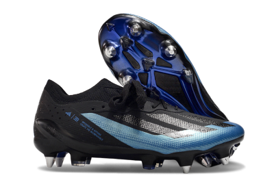 Men's Adidas X Bugatti Crazyfast.1 SG Soft Ground Low-Tops Football Boots - Black/Blue/Silver