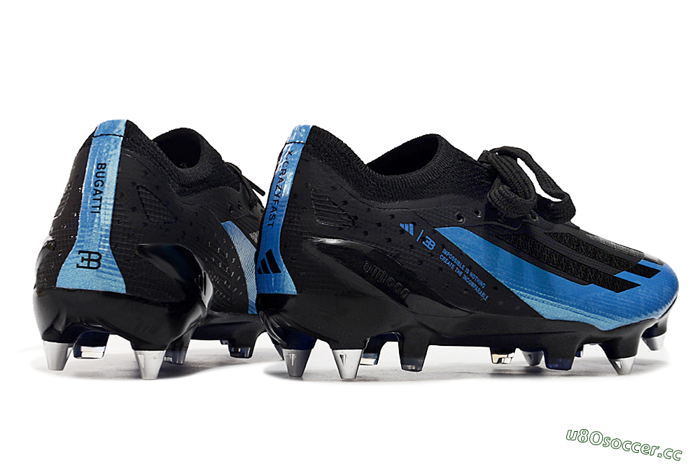 Men's Adidas X Bugatti Crazyfast.1 SG Soft Ground Low-Tops Football Boots - Black/Blue/Silver 6