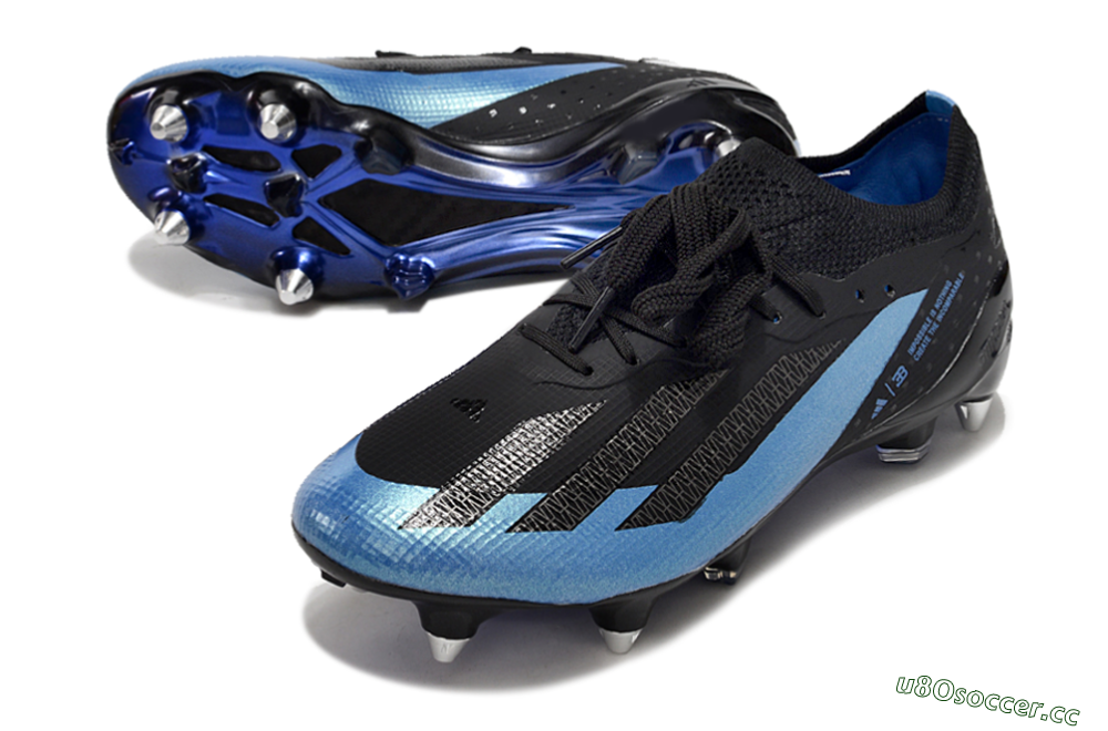 Men's Adidas X Bugatti Crazyfast.1 SG Soft Ground Low-Tops Football Boots - Black/Blue/Silver 3