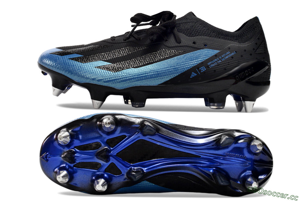 Men's Adidas X Bugatti Crazyfast.1 SG Soft Ground Low-Tops Football Boots - Black/Blue/Silver 1