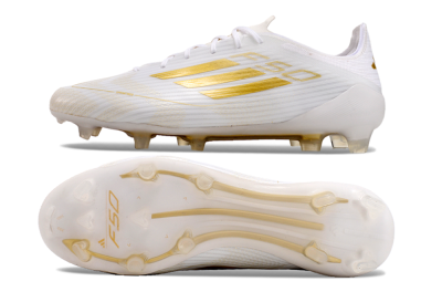 Men's Adidas F50 Adizero FG Firm Ground Low-Tops Football Boots - White/Gold
