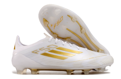 Men's Adidas F50 Adizero FG Firm Ground Low-Tops Football Boots - White/Gold