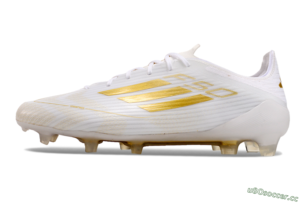 Men's Adidas F50 Adizero FG Firm Ground Low-Tops Football Boots - White/Gold 2