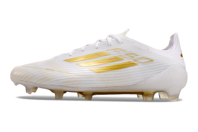 Men's Adidas F50 Adizero FG Firm Ground Low-Tops Football Boots - White/Gold
