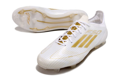 Men's Adidas F50 Adizero FG Firm Ground Low-Tops Football Boots - White/Gold