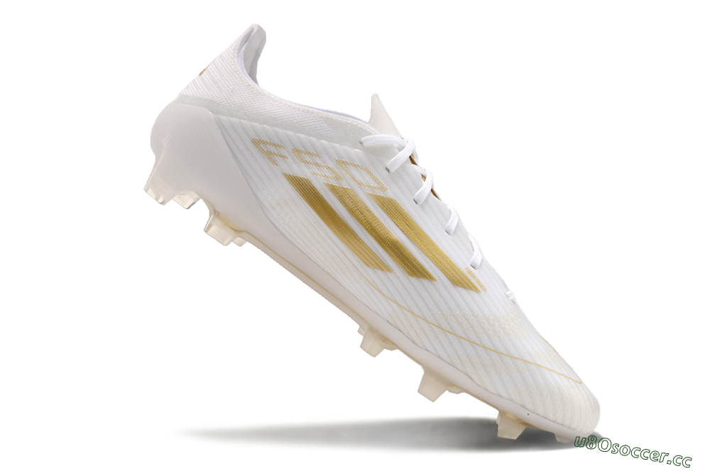 Men's Adidas F50 Adizero FG Firm Ground Low-Tops Football Boots - White/Gold 3