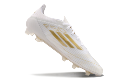 Men's Adidas F50 Adizero FG Firm Ground Low-Tops Football Boots - White/Gold