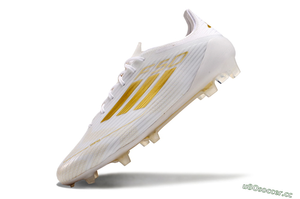 Men's Adidas F50 Adizero FG Firm Ground Low-Tops Football Boots - White/Gold 4
