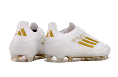 Men's Adidas F50 Adizero FG Firm Ground Low-Tops Football Boots - White/Gold