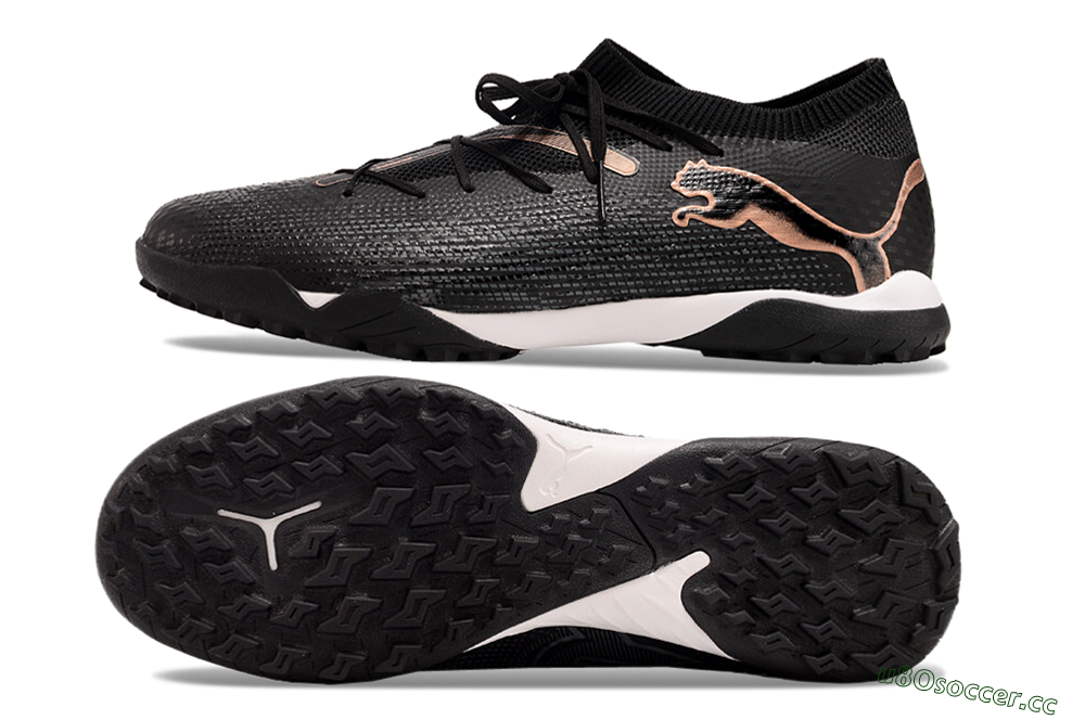 Men's Puma Future Ultimate TF Artificial Turf Low-Tops Football Shoes - Black/Gold/White 1