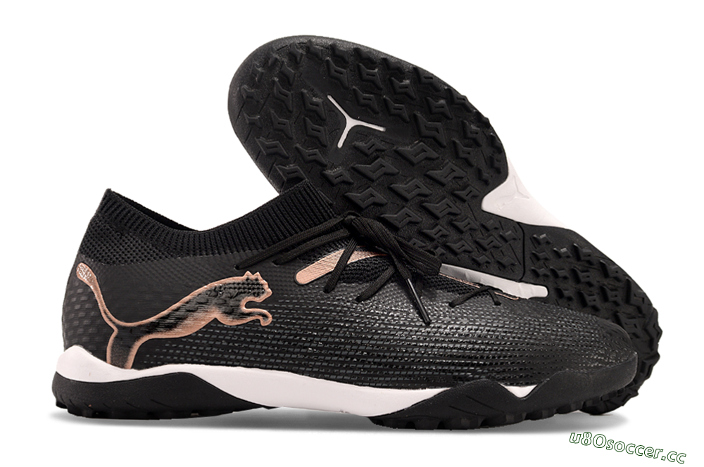 Men's Puma Future Ultimate TF Artificial Turf Low-Tops Football Shoes - Black/Gold/White 2