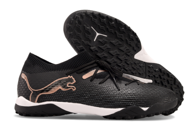 Men's Puma Future Ultimate TF Artificial Turf Low-Tops Football Shoes - Black/Gold/White