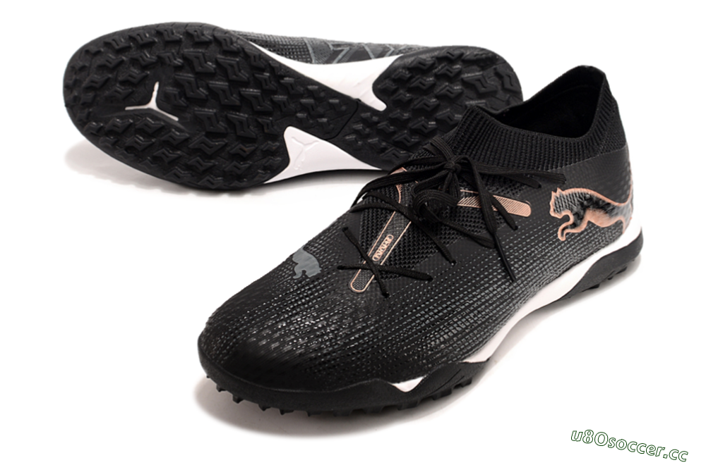 Men's Puma Future Ultimate TF Artificial Turf Low-Tops Football Shoes - Black/Gold/White 3