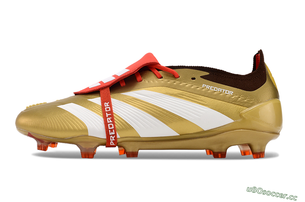 Men's Adidas Predator Elite Foldover Tongue FG Firm Ground Low-Tops Football Boots - Gold/White/Red 0