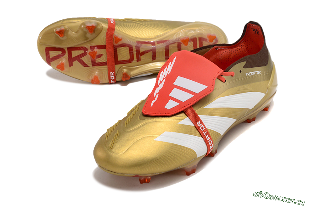 Men's Adidas Predator Elite Foldover Tongue FG Firm Ground Low-Tops Football Boots - Gold/White/Red 3