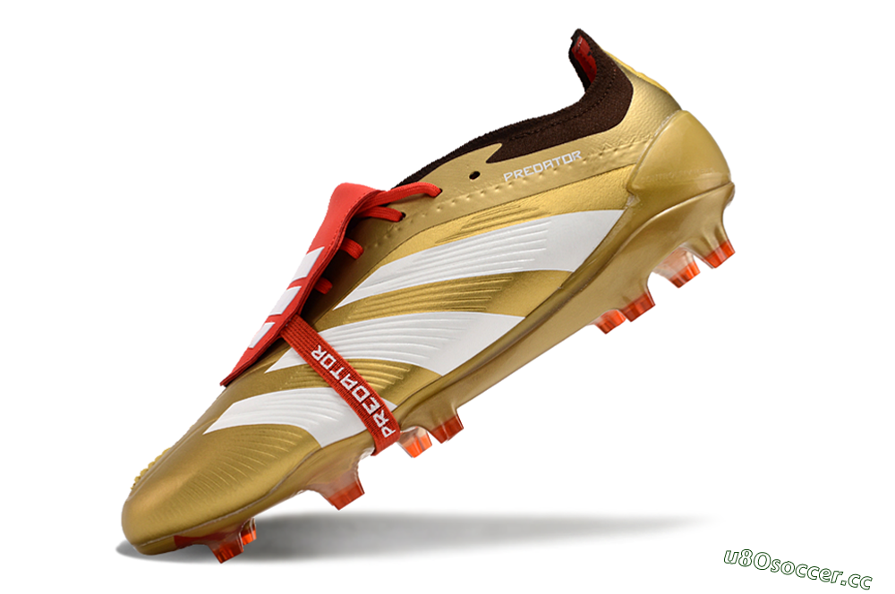 Men's Adidas Predator Elite Foldover Tongue FG Firm Ground Low-Tops Football Boots - Gold/White/Red 5