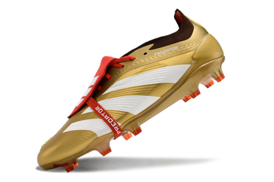 Men's Adidas Predator Elite Foldover Tongue FG Firm Ground Low-Tops Football Boots - Gold/White/Red