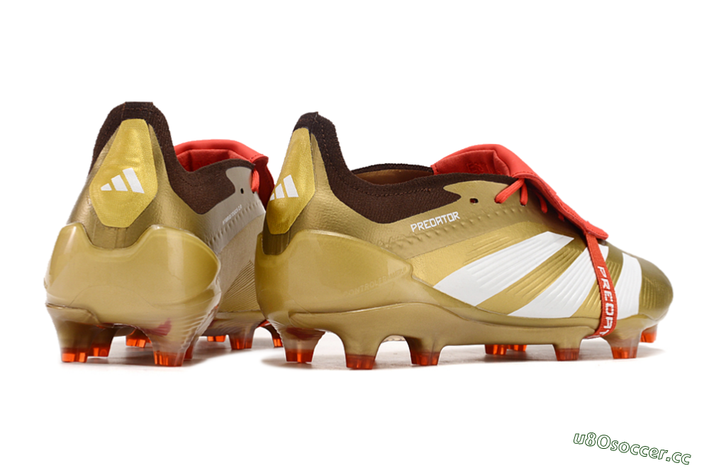 Men's Adidas Predator Elite Foldover Tongue FG Firm Ground Low-Tops Football Boots - Gold/White/Red 6