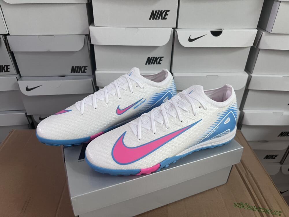 Unisex Nike Air Zoom Mercurial Vapor 16 Elite TF Artificial Turf Low-Tops Football Shoes - White/Pink/Blue