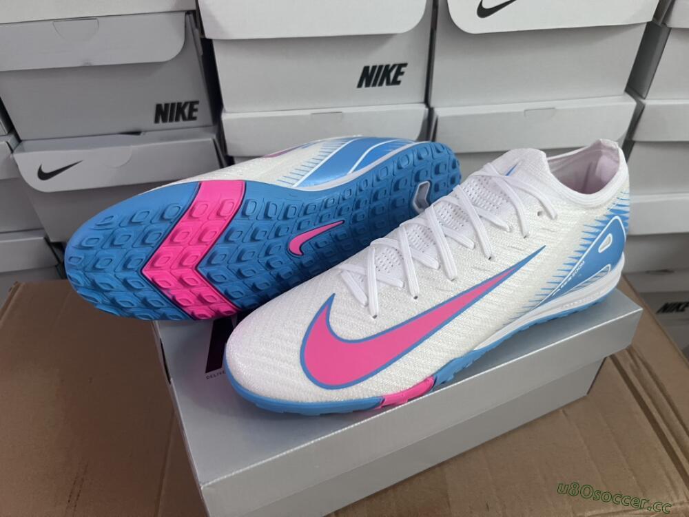 Unisex Nike Air Zoom Mercurial Vapor 16 Elite TF Artificial Turf Low-Tops Football Shoes - White/Pink/Blue