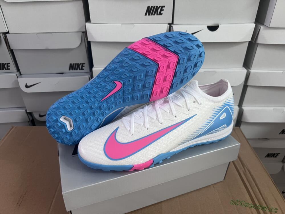 Unisex Nike Air Zoom Mercurial Vapor 16 Elite TF Artificial Turf Low-Tops Football Shoes - White/Pink/Blue