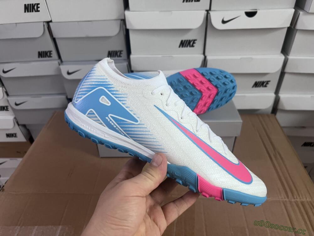Unisex Nike Air Zoom Mercurial Vapor 16 Elite TF Artificial Turf Low-Tops Football Shoes - White/Pink/Blue