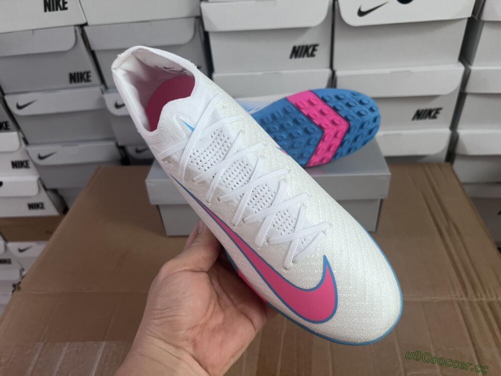 Unisex Nike Air Zoom Mercurial Vapor 16 Elite TF Artificial Turf Low-Tops Football Shoes - White/Pink/Blue