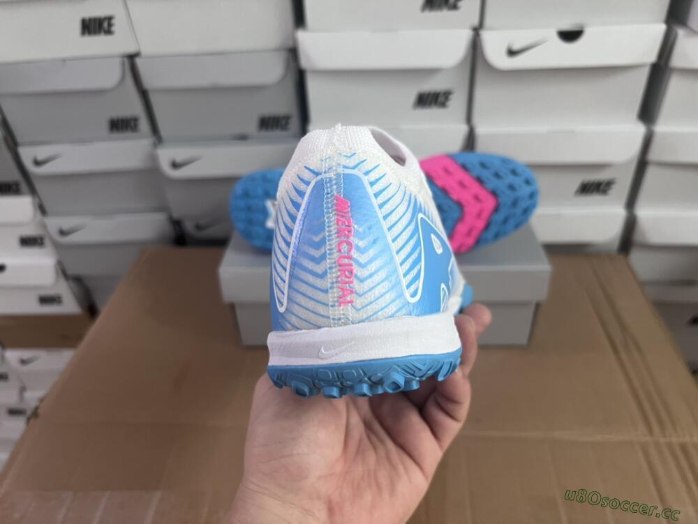 Unisex Nike Air Zoom Mercurial Vapor 16 Elite TF Artificial Turf Low-Tops Football Shoes - White/Pink/Blue
